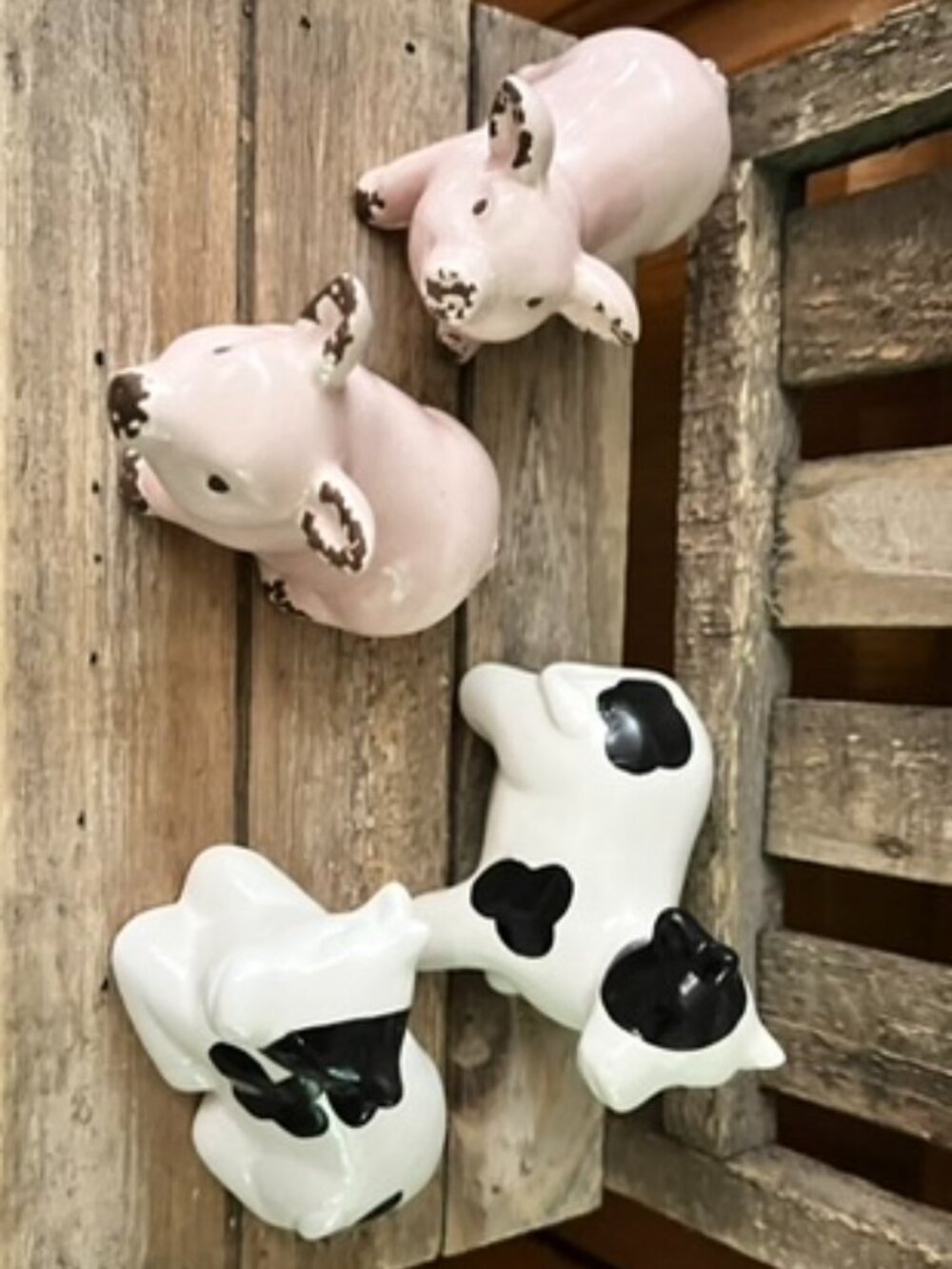 🐮 Darling Farmhouse Decor Set | 2 Ceramic Cows & 2 Ceramic Pigs 🐷